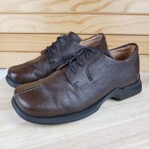 THINK! Oxford 81602 Leather Lace Up Shoes Square Toe Size 42 EUR Brown Black